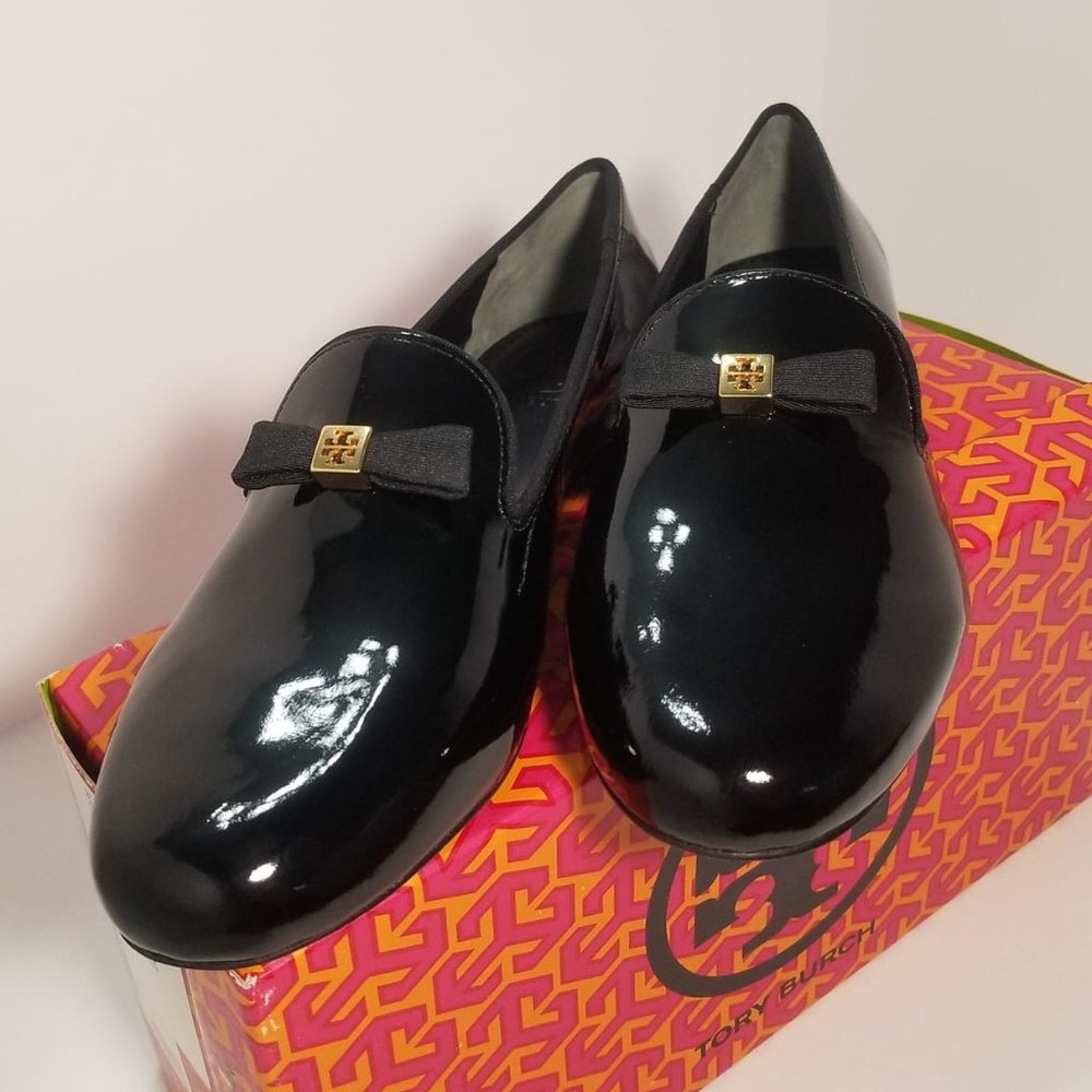 BRAND NEW Tory Burch Chandra Patent Smoking Slipper, Black